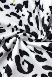 White Casual Print Basic O Neck Long Sleeve Two Pieces