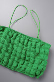 Green Sexy Casual Solid Backless Spaghetti Strap Sleeveless Two Pieces