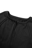 Black Sexy Solid Patchwork Zipper Collar Skinny Romper