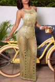 Light Purple Fashion Sexy Solid Hollowed Out See-through Swimwear Beach Dress