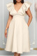Khaki Sexy Party Formal Solid Patchwork V Neck A Line Dresses