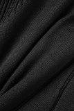 Black Sexy Solid Patchwork Zipper Collar Skinny Romper