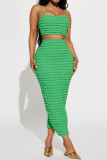 Green Sexy Casual Solid Backless Spaghetti Strap Sleeveless Two Pieces