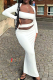 White Sexy Solid Hollowed Out Patchwork Square Collar Long Sleeve Two Pieces