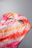 Red Sexy Casual Print Backless Regular Jumpsuits