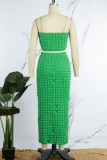 Green Sexy Casual Solid Backless Spaghetti Strap Sleeveless Two Pieces