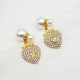 Gold Vintage Elegant Letter Rhinestone Earrings