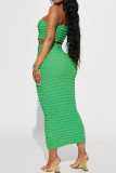 Green Sexy Casual Solid Backless Spaghetti Strap Sleeveless Two Pieces