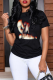Black Street Daily Print Patchwork O Neck T-Shirts