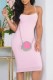 Pink Casual Solid Backless Spaghetti Strap Wrapped Skirt Dresses