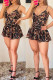 Black Sexy Street Print Letter V Neck Sling Dress Dresses