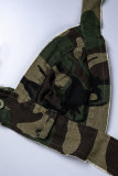 Camouflage Sexy Camouflage Print Bandage Backless Halter Tops