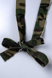 Camouflage Sexy Camouflage Print Bandage Backless Halter Tops
