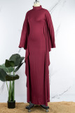 Green Casual Solid Patchwork Half A Turtleneck Irregular Dress Dresses