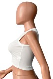 White Casual Letter Print Basic O Neck Tops