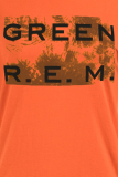 Orange Vintage Basis Print Patchwork Letter O Neck T-Shirts