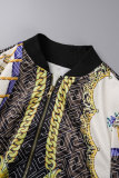 Black Street Print Letter Mandarin Collar Outerwear