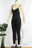 Purple Sexy Casual Solid Backless Spaghetti Strap Skinny Jumpsuits