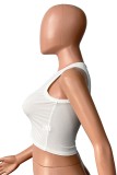 White Casual Print Basic O Neck Tops