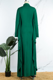 Green Casual Solid Patchwork Half A Turtleneck Irregular Dress Dresses