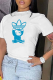 White Street Cute Print Patchwork O Neck T-Shirts