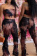 Brown Sexy Casual Print Tie Dye Backless Strapless Sleeveless Two Pieces (Subject To The Actual Object)