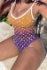 Yellow Purple Sexy Gradual Change Print Letter Swimwears