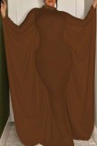 Green Casual Solid Patchwork Half A Turtleneck Irregular Dress Dresses