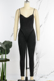 Purple Sexy Casual Solid Backless Spaghetti Strap Skinny Jumpsuits