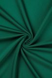 Green Casual Solid Patchwork Half A Turtleneck Irregular Dress Dresses