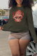 Army Green Casual Daily Print Patchwork O Neck Tops