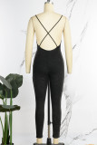 Purple Sexy Casual Solid Backless Spaghetti Strap Skinny Jumpsuits