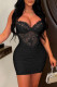 Black Sexy Patchwork See-through Backless Spaghetti Strap Wrapped Skirt Dresses