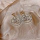 White Gold Street Letter Rhinestone Earrings
