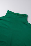 Green Casual Solid Patchwork Half A Turtleneck Irregular Dress Dresses