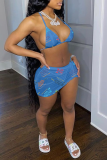 Pink Sexy Letter Patchwork Fold Strap Design 3 Piece Sets