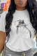 White Street Daily Print Patchwork O Neck T-Shirts