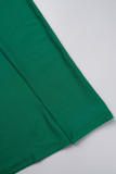 Green Casual Solid Patchwork Half A Turtleneck Irregular Dress Dresses