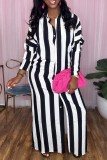 Red Casual Striped Print Patchwork Turndown Collar Shirt Dress Dresses