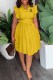 Yellow Casual Print Letter Turndown Collar Waist Skirt Dresses