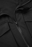 White Casual Solid Patchwork Zipper Collar Regular Jumpsuits