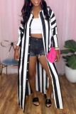 Red Casual Striped Print Patchwork Turndown Collar Shirt Dress Dresses