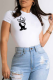 White Casual Sportswear Print Patchwork O Neck T-Shirts