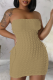 Light Coffee Sexy Solid Patchwork Backless Cross Straps Strapless One Step Skirt Dresses