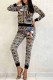 Multicolor Casual Character Print Letter Zipper Collar Long Sleeve Two Pieces