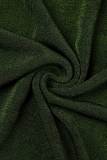 Green Sexy Solid Patchwork Backless Oblique Collar One Step Skirt Dresses