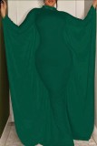 Green Casual Solid Patchwork Half A Turtleneck Irregular Dress Dresses