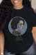Black Daily Vintage Print Patchwork O Neck T-Shirts