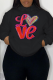 Black Street Daily Print Draw String Letter Hooded Collar Tops
