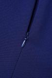Royal Blue Elegant Solid Patchwork Fold Zipper O Neck Wrapped Skirt Dresses(With Belt)